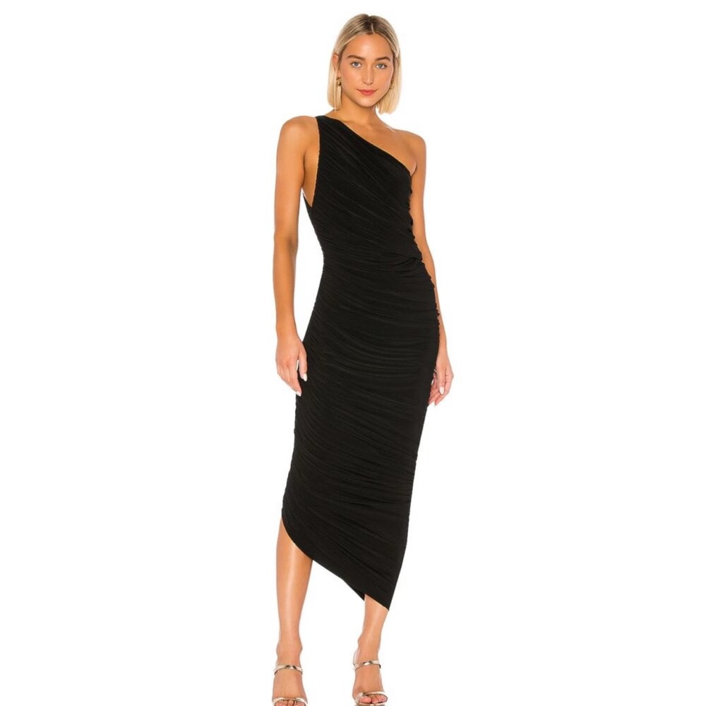 Norma Kamali Black Diana Ruched One Shoulder Gown dress S - Picture 2 of 2